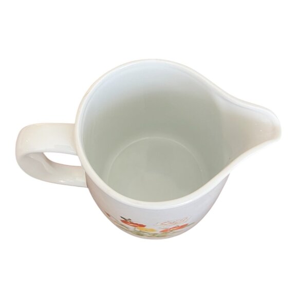 Vintage White Porcelain Floral Creamer Pitcher With Handle & Spout - Picture 7 of 8